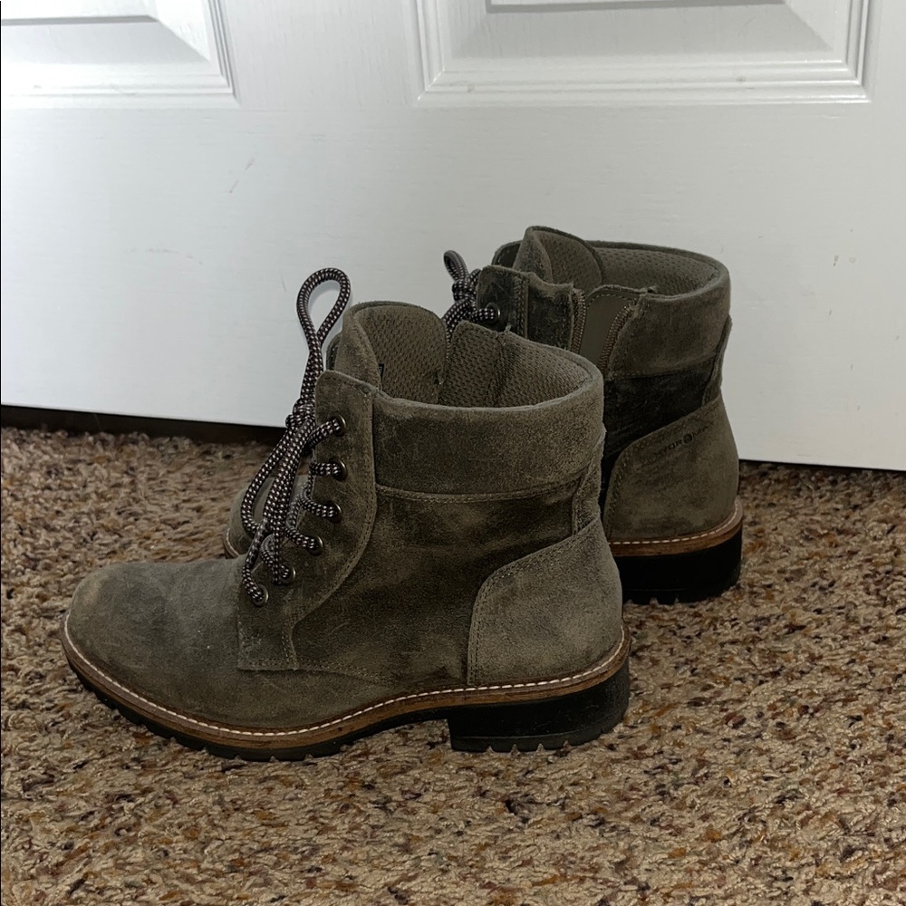 Women's Olive Suede Lace-Up Ankle Boots- ecco brand